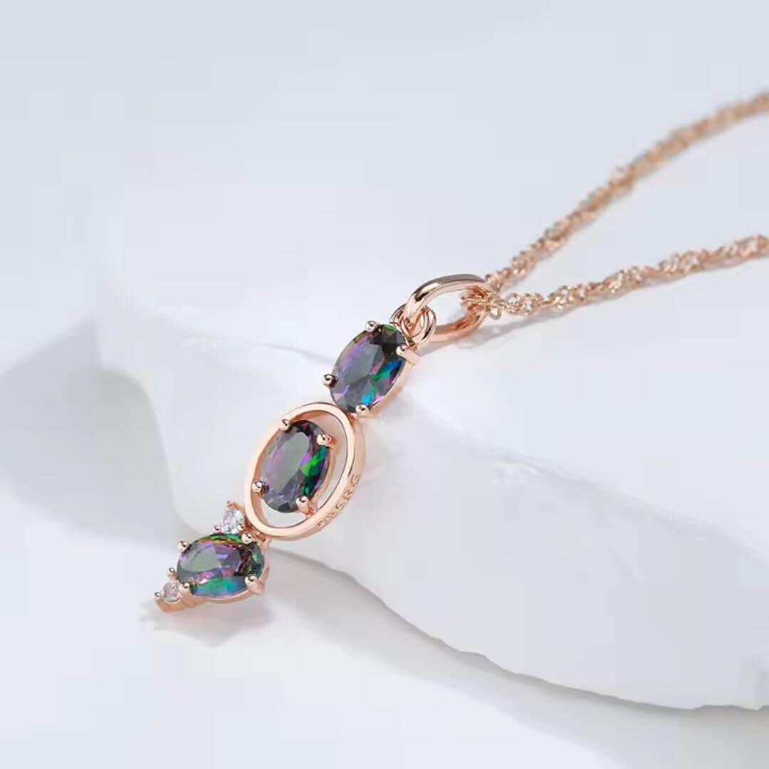 Iridescent Crystal Drop Pendant Necklace - Diane Jewelry