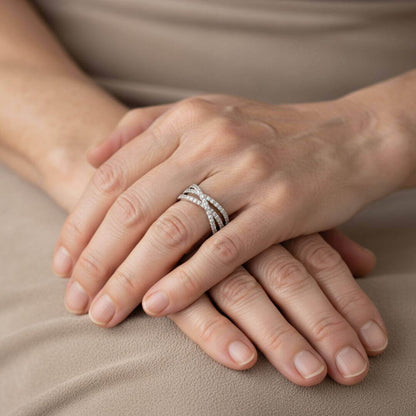 Criss Cross Sterling Silver Ring Emma & Noah Jewelry