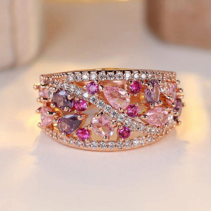 Rose Gold Floral Statement Ring - Diane Jewelry