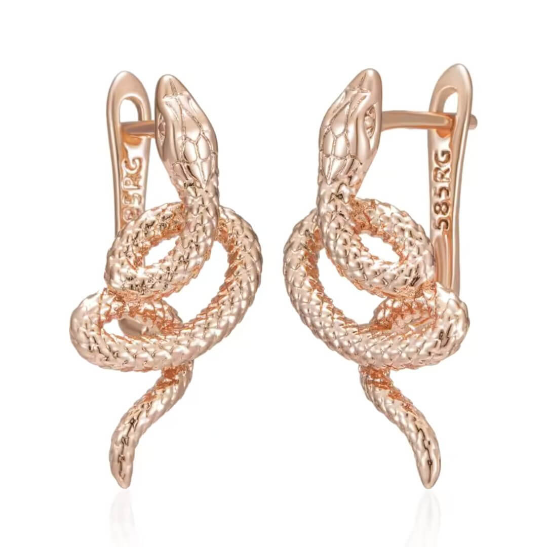 Gold Snake Drop Earrings - Diane Jewelry