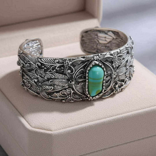 Turquoise Filigree Silver Cuff Bracelet Emma & Noah Jewelry