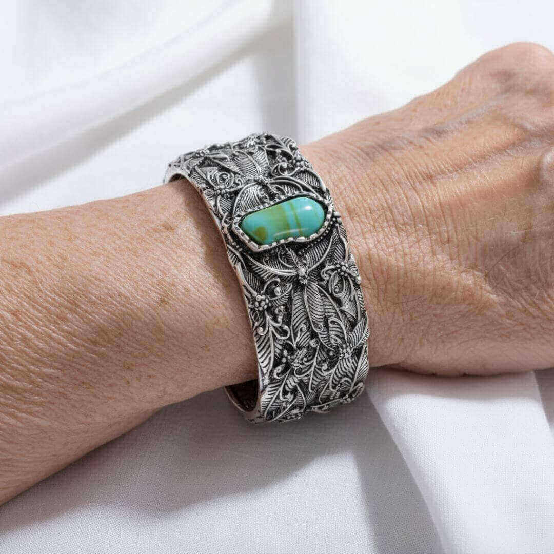 Turquoise Filigree Silver Cuff Bracelet Emma & Noah Jewelry