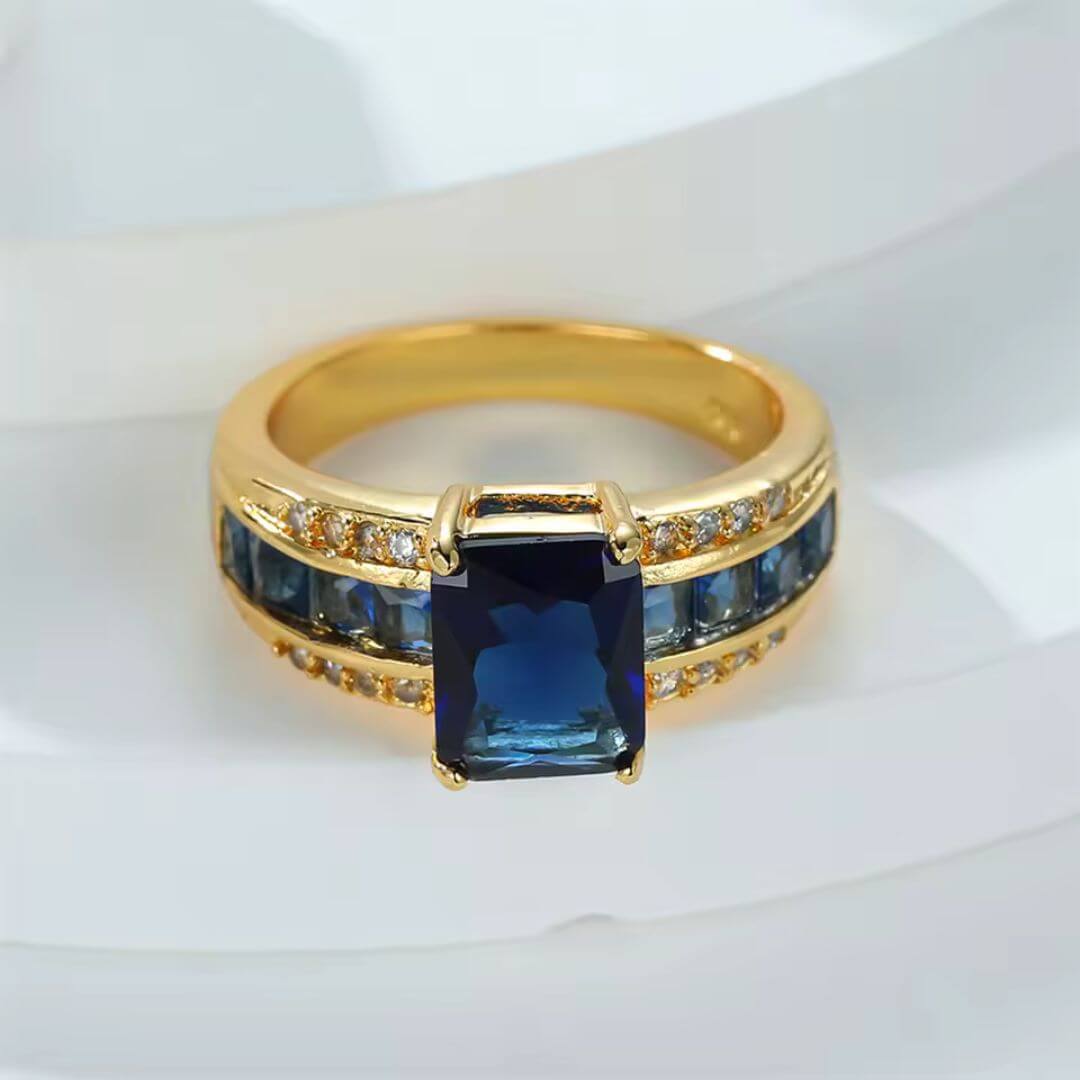 Blue Sapphire Gold Cocktail Ring - Diane Jewelry