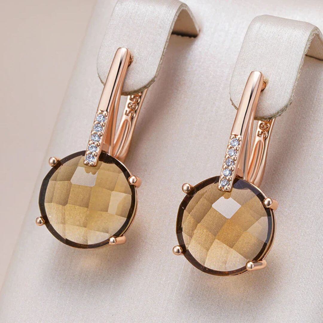 Golden Crystal Rose Gold Earrings - Diane Jewelry