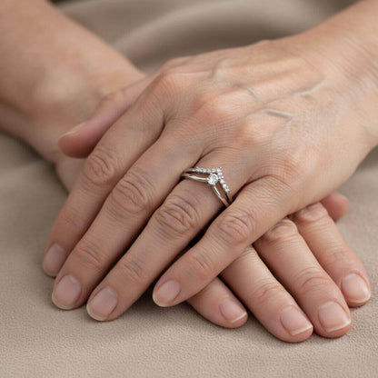 Chevron Cut Silver Engagement Ring Emma & Noah Jewelry