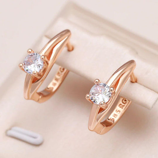 Rose Gold Solitaire Stud Earrings - Diane Jewelry