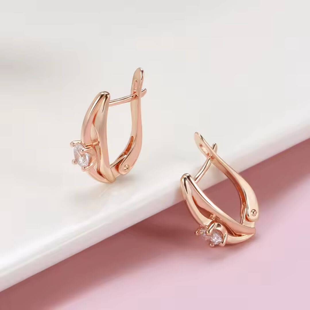 Rose Gold Solitaire Stud Earrings - Diane Jewelry