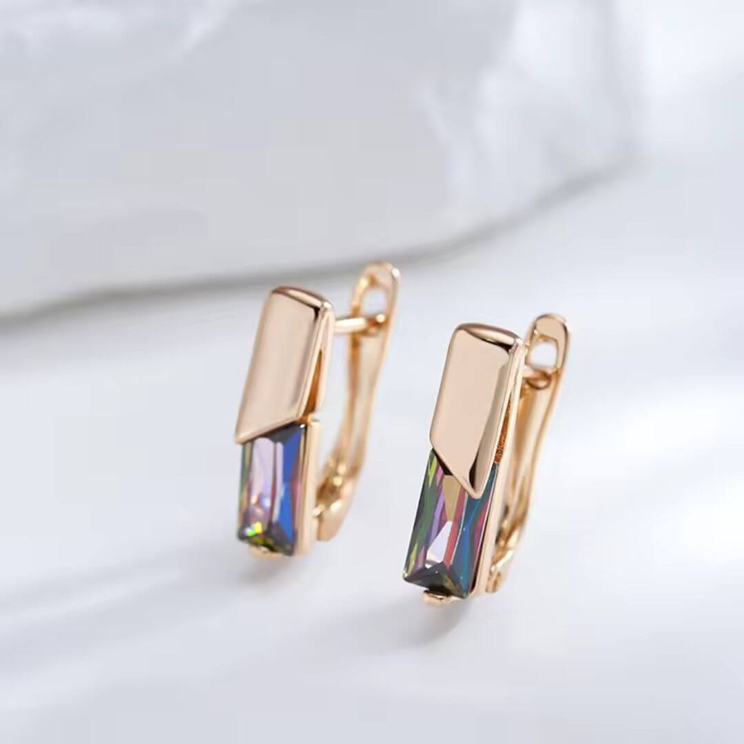Multicolor Crystal Rose Gold Earrings - Diane Jewelry