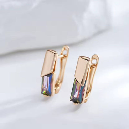 Multicolor Crystal Rose Gold Earrings - Diane Jewelry