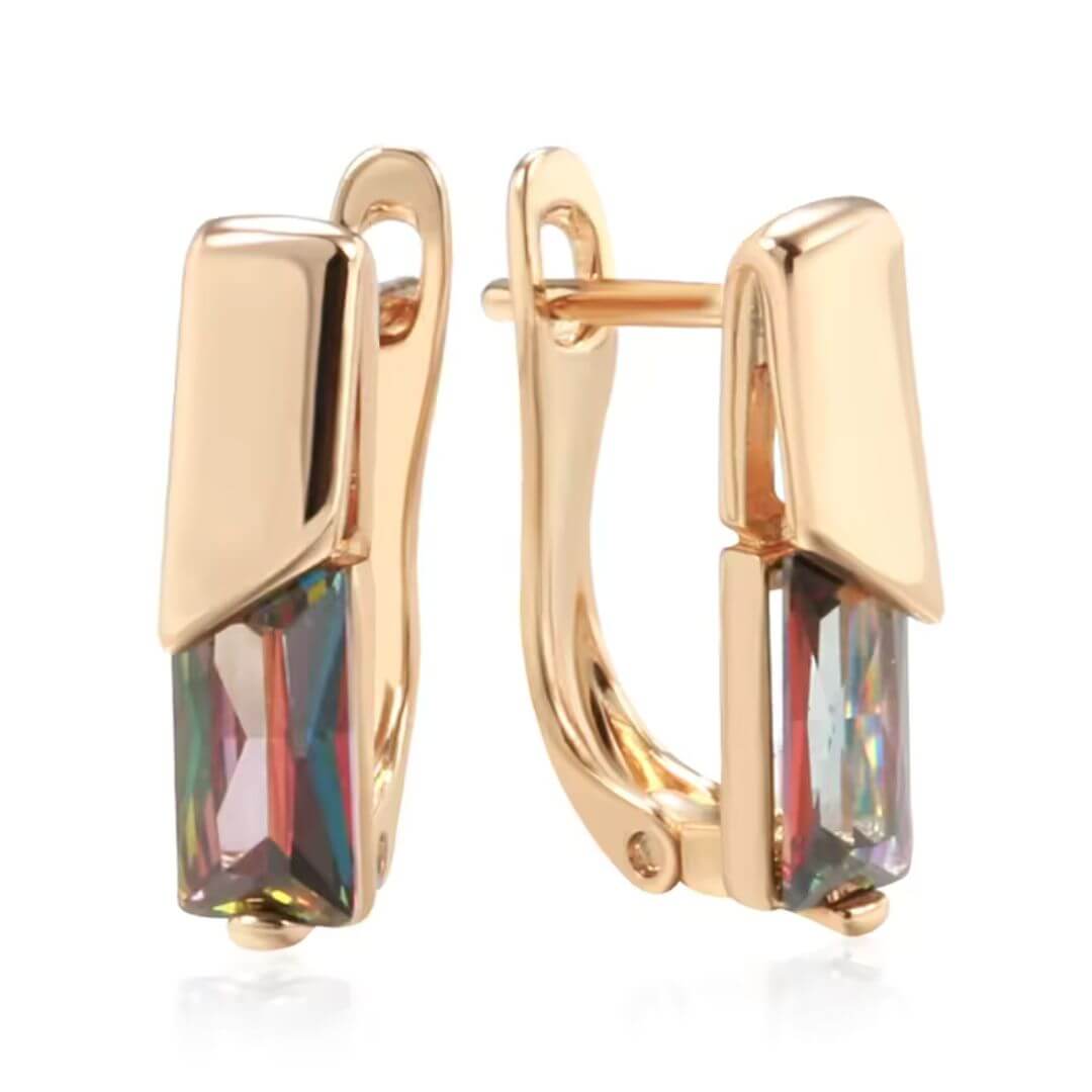 Multicolor Crystal Rose Gold Earrings - Diane Jewelry