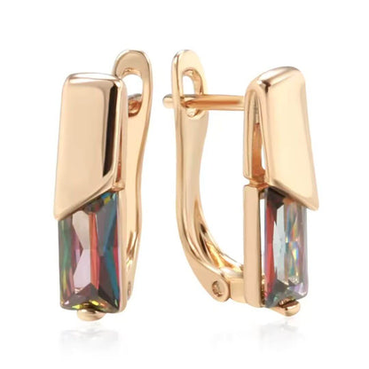 Multicolor Crystal Rose Gold Earrings - Diane Jewelry