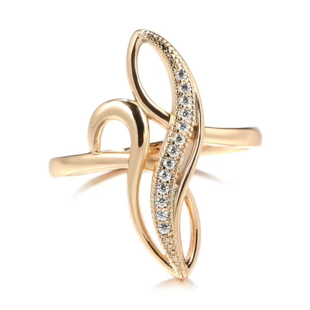 Rose Gold Swirl Crystal Ring - Diane Jewelry