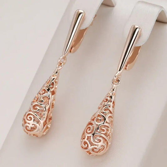 Rose Gold Filigree Drop Earrings - Diane Jewelry