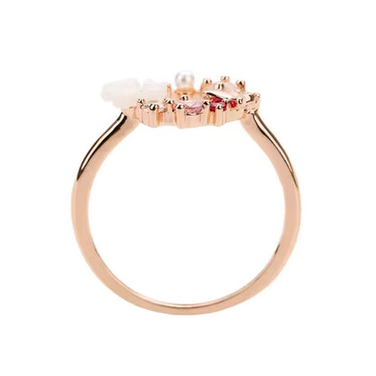 Rose Gold Floral Butterfly Ring - Diane Jewelry