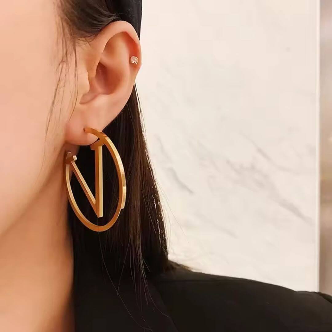 Gold Geometric Statement Hoop Earrings - Diane Jewelry