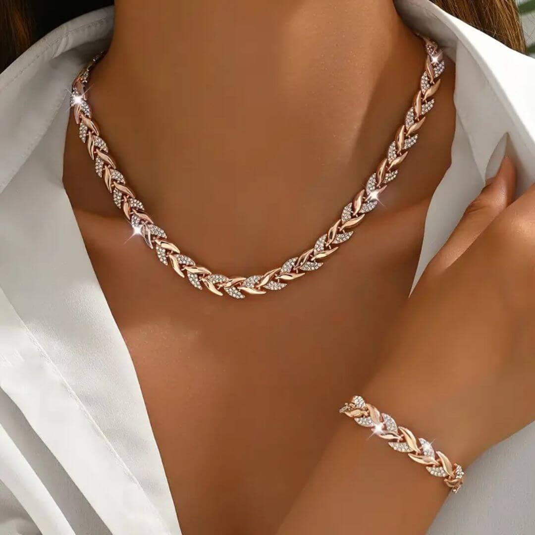 Crystal Gold Chain Jewelry Set - Diane Jewelry