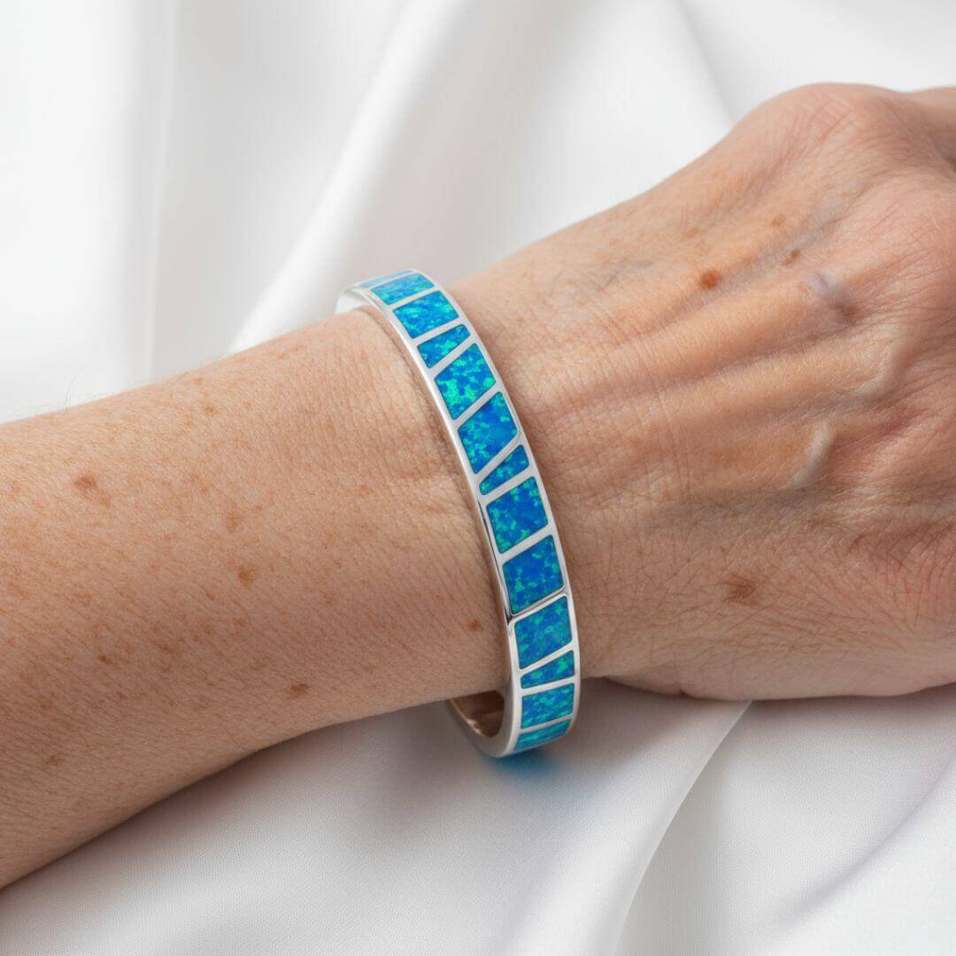 Sterling Silver Opal Cuff Bracelet Emma & Noah Jewelry