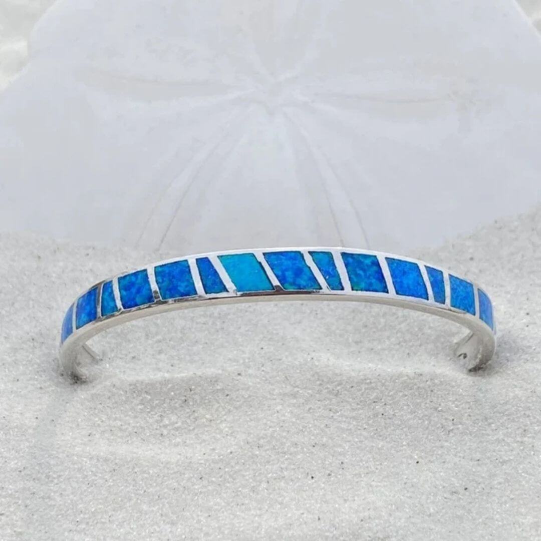 Sterling Silver Opal Cuff Bracelet - Diane Jewelry