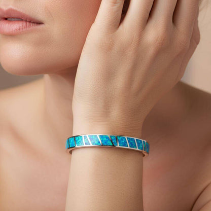 Sterling Silver Opal Cuff Bracelet Emma & Noah Jewelry