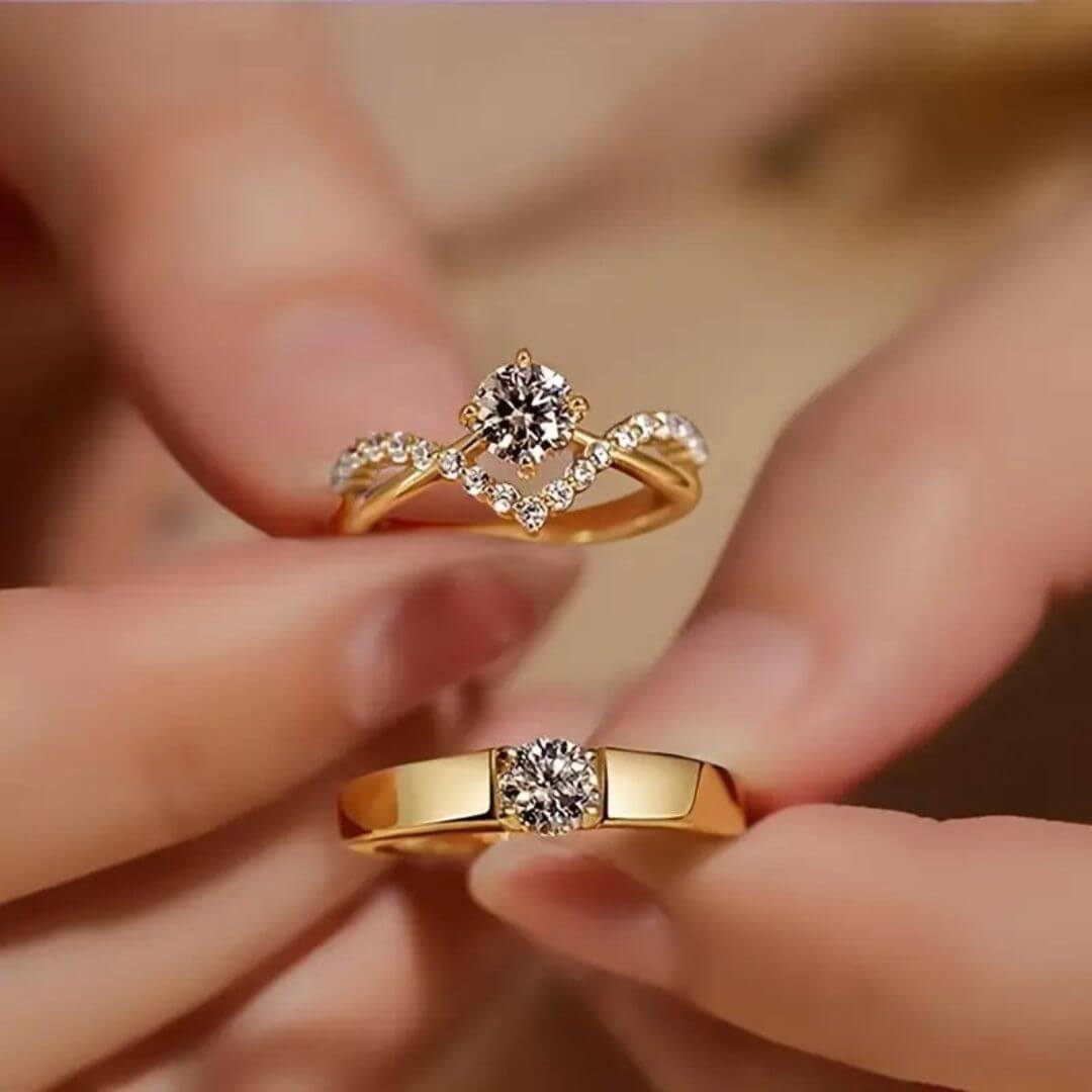 Matching Couple Engagement Ring Set - Diane Jewelry