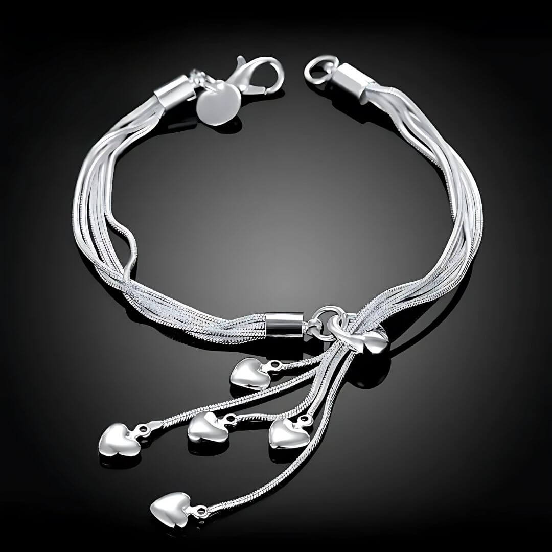 Silver Heart Charm Bracelet - Diane Jewelry