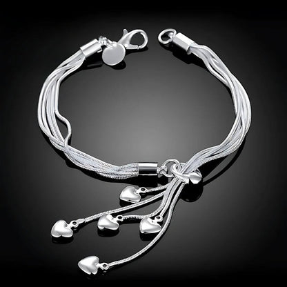 Silver Heart Charm Bracelet - Diane Jewelry