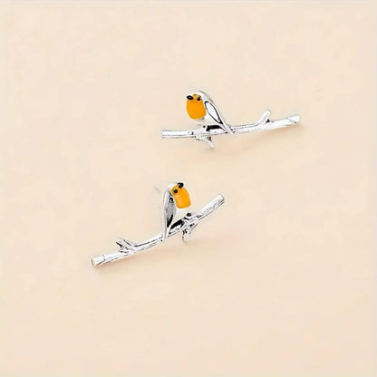 Yellow Robin Bird Stud Earrings - Diane Jewelry