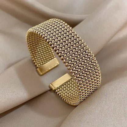 Stainless Steel Mesh Cuff Bracelet - Diane Jewelry