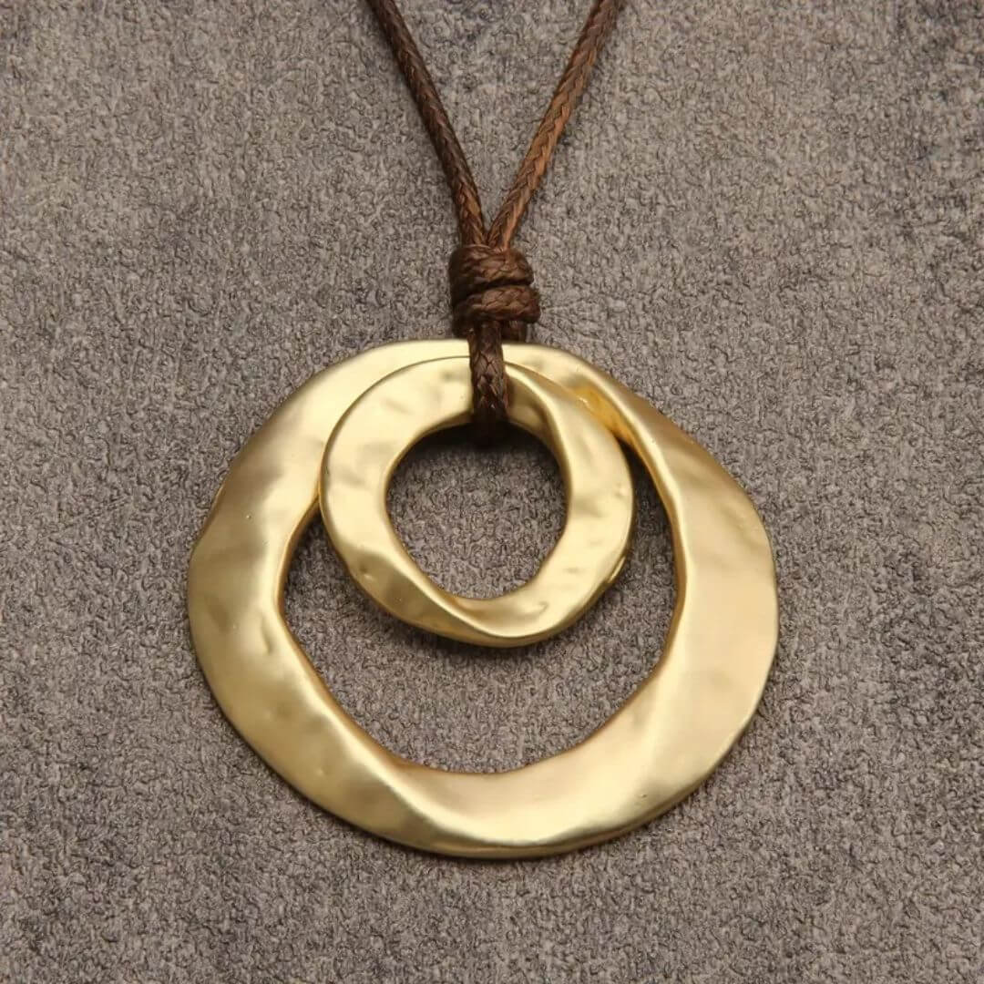 Gold Abstract Circle Pendant Necklace - Diane Jewelry