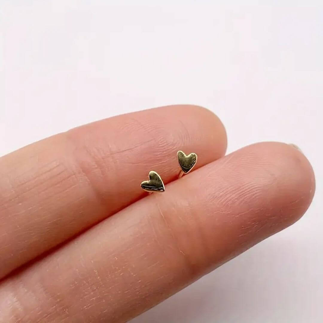 Tiny Heart Stud Earrings Silver - Diane Jewelry