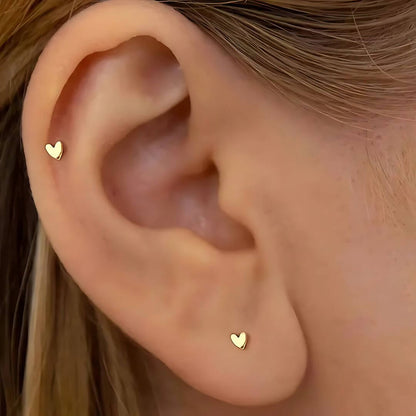 Tiny Heart Stud Earrings Silver - Diane Jewelry