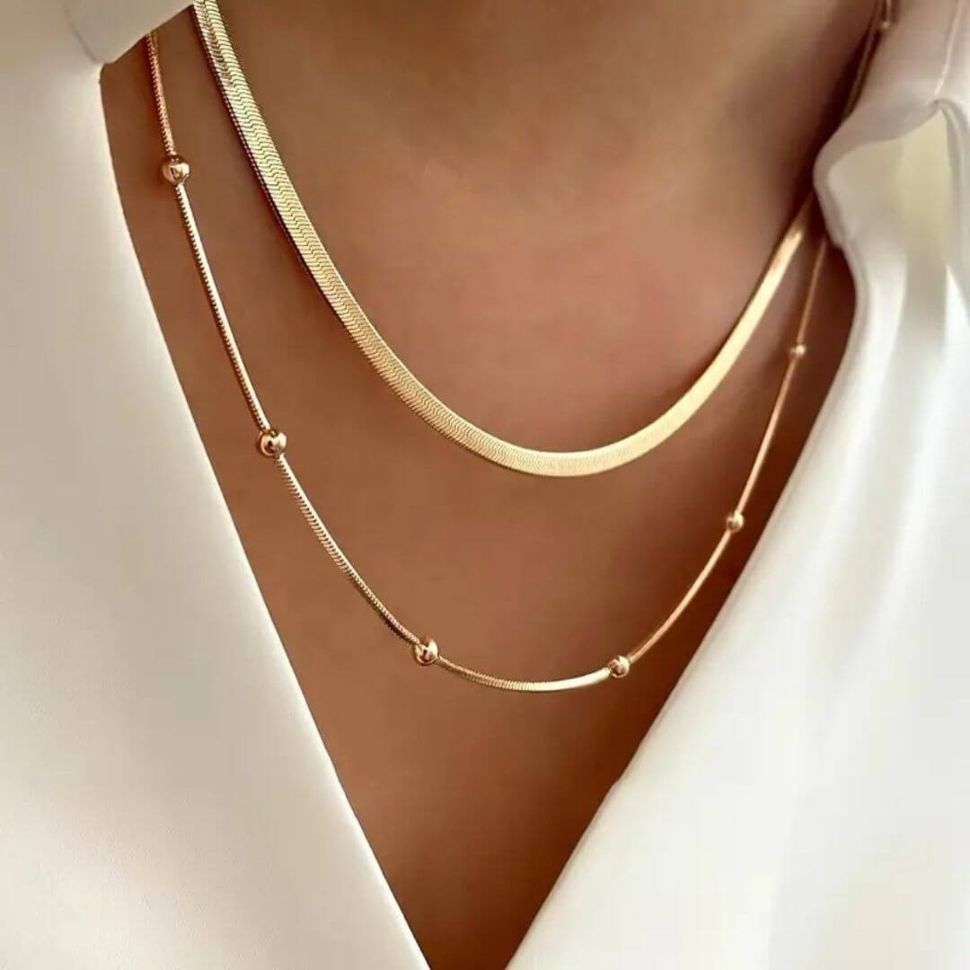 Minimalist Layered Gold Necklace Set - Diane Jewelry