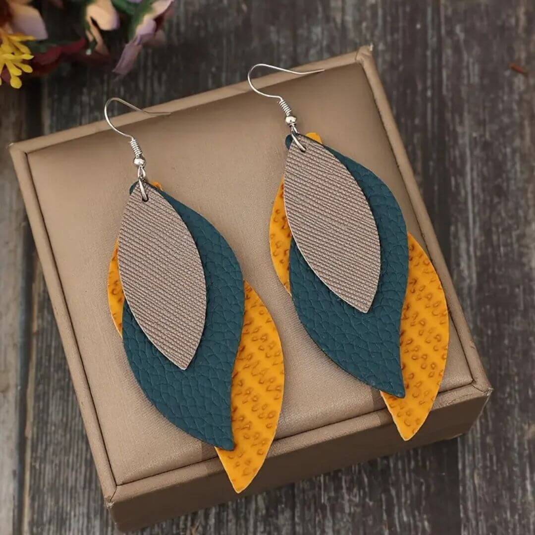 Boho Multi Layer Leaf Earrings - Diane Jewelry
