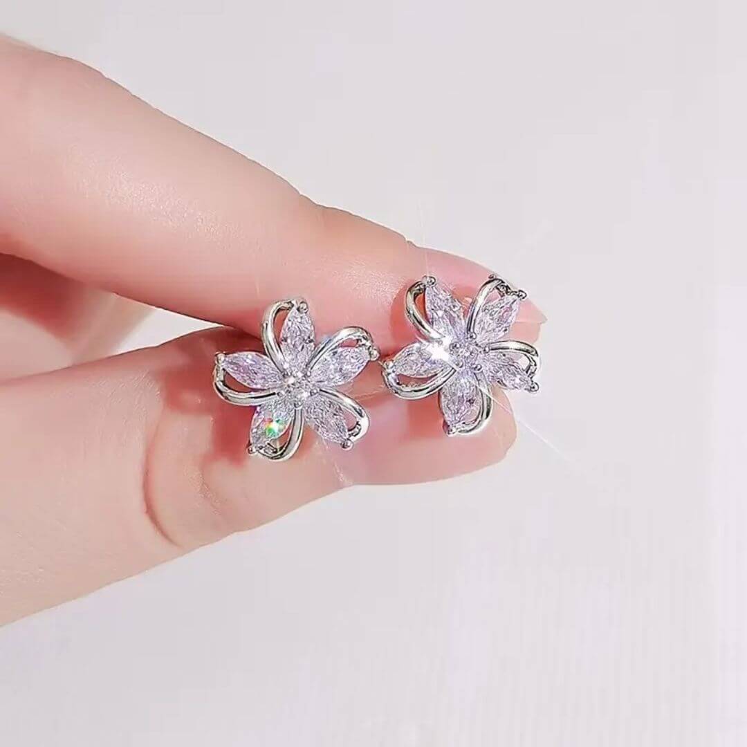 Crystal Flower Stud Earrings Women - Diane Jewelry