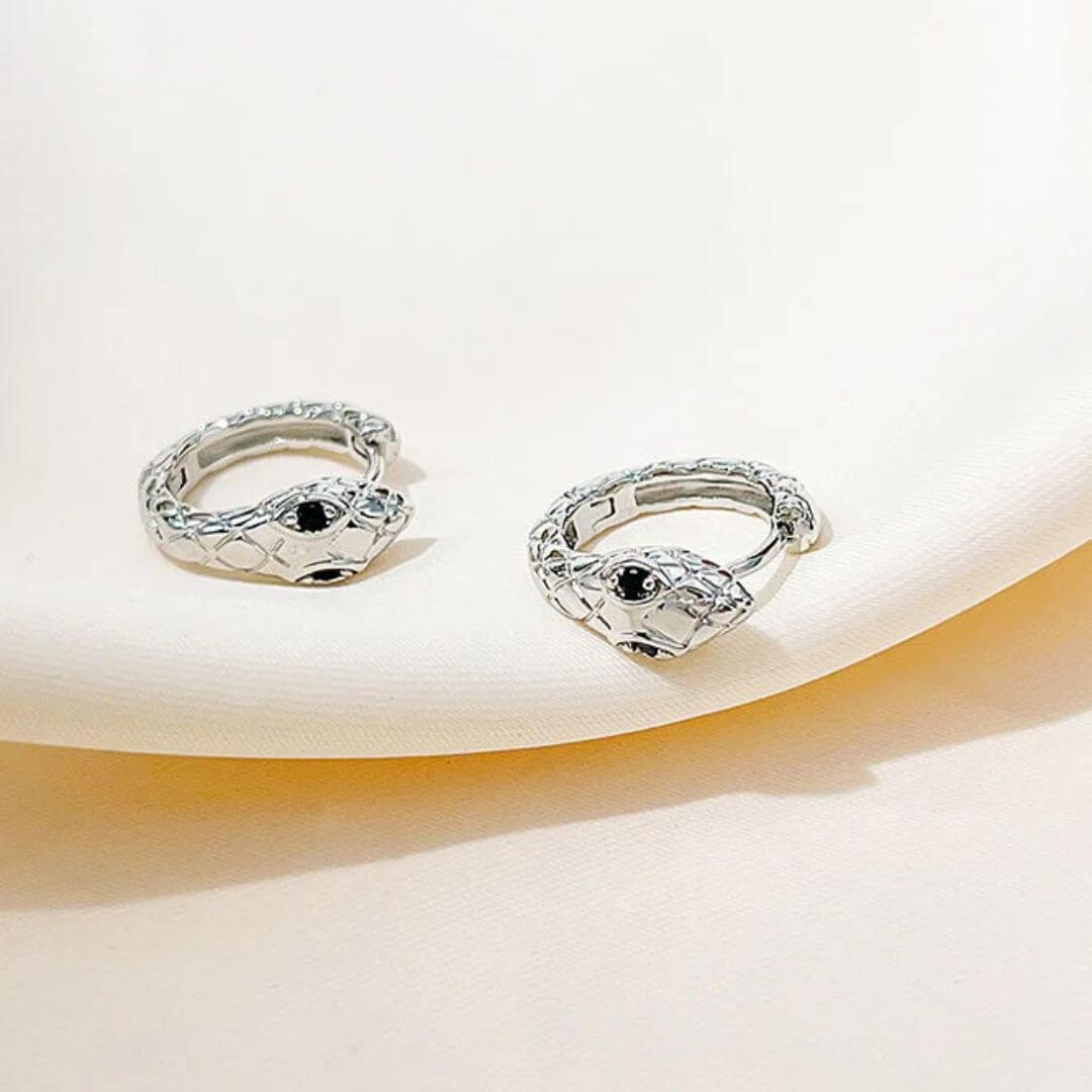 Green Gold Snake Hoop Earrings - Diane Jewelry