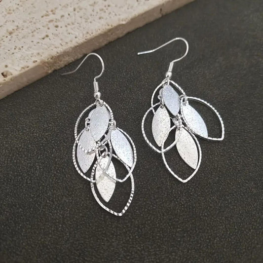 Gold Glitter Leaf Drop Earrings - Diane Jewelry