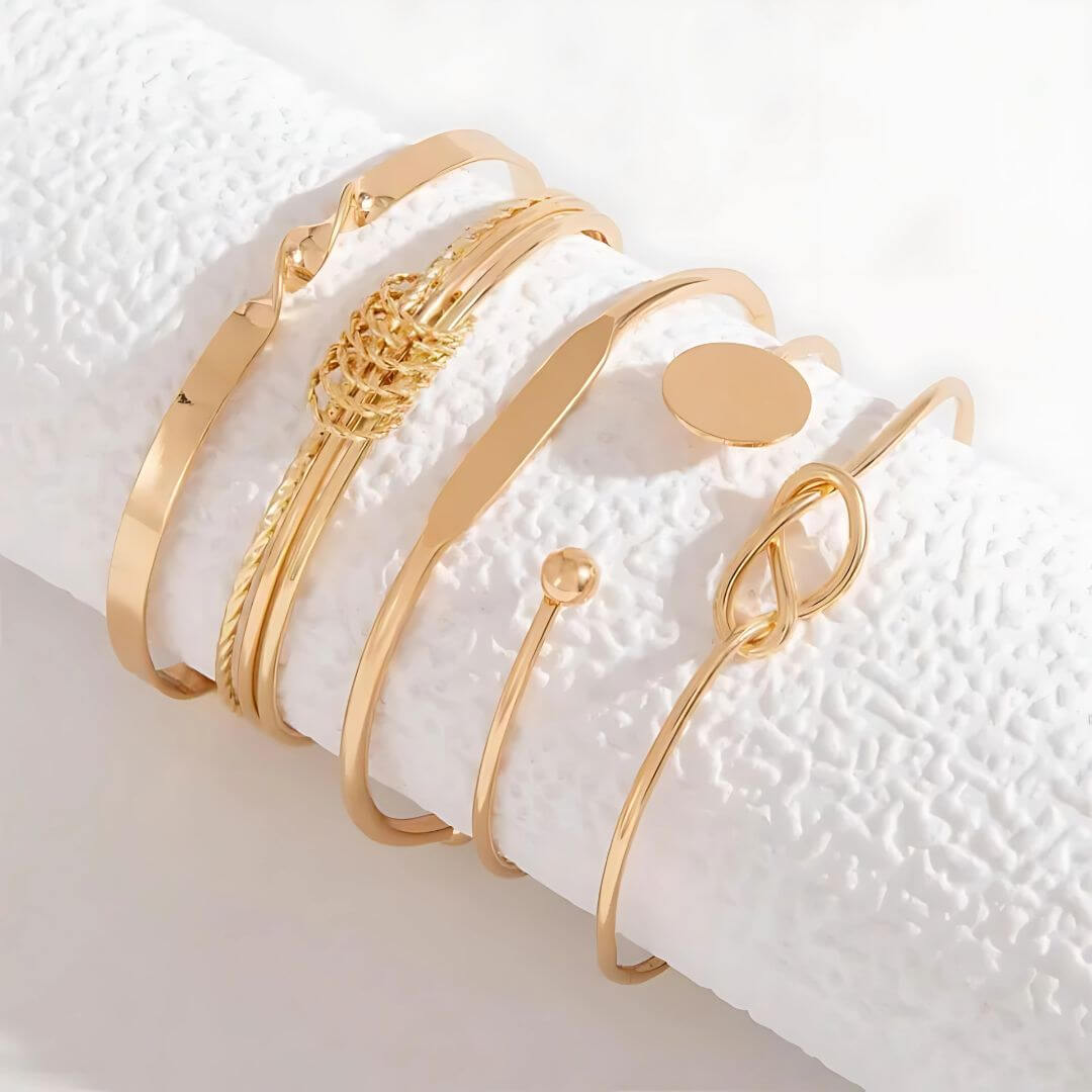 Minimalist Gold Bangle Bracelet Set - Diane Jewelry