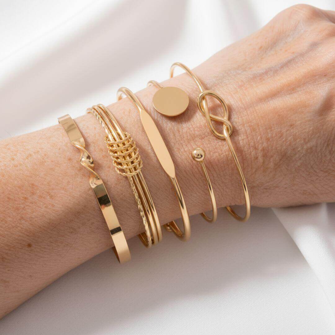 Minimalist Gold Bangle Bracelet Set Emma & Noah Jewelry