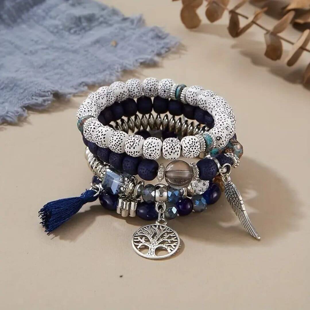 Boho Beaded Charm Bracelet Set - Diane Jewelry