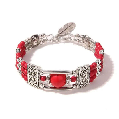 Boho Turquoise Beaded Cuff Bracelet - Diane Jewelry