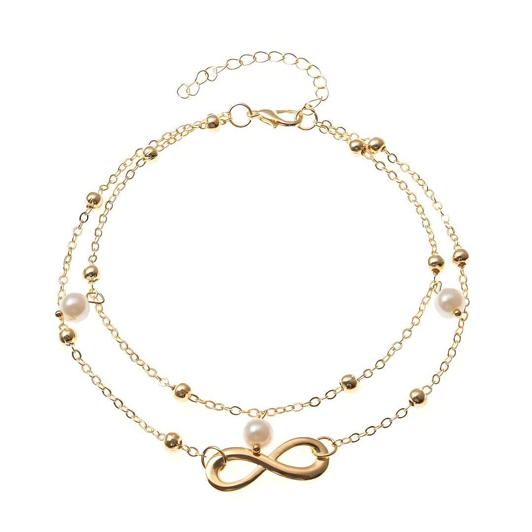 Infinity Pearl Charm Anklet Set - Diane Jewelry