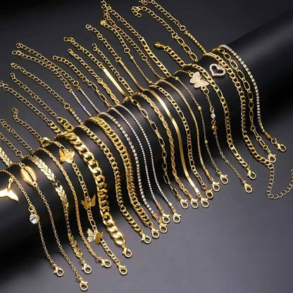 Gold Chain Anklet Set Pack - Diane Jewelry