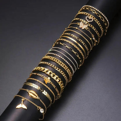 Gold Chain Anklet Set Pack - Diane Jewelry