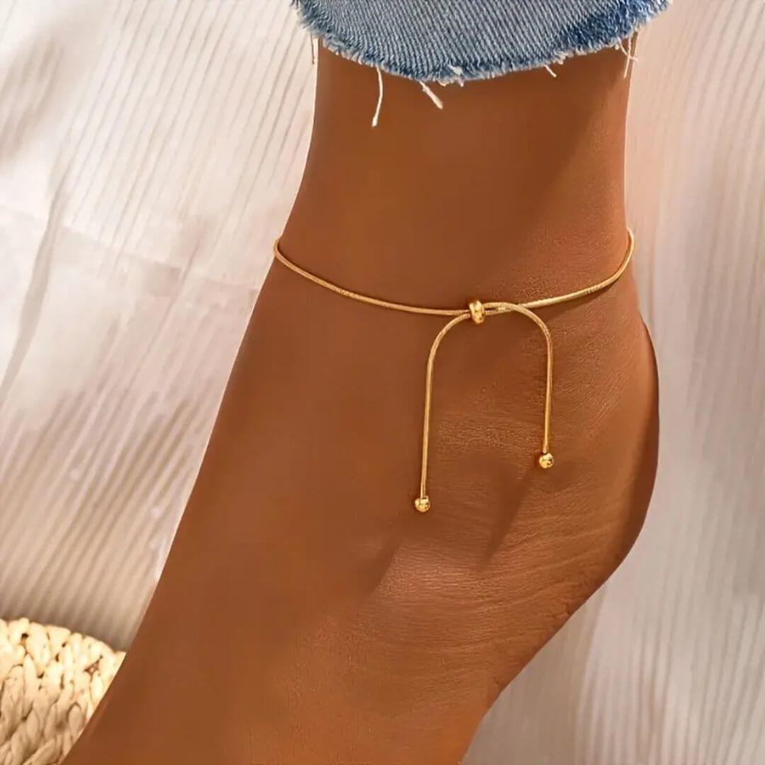 Minimalist Gold Adjustable Anklet - Diane Jewelry