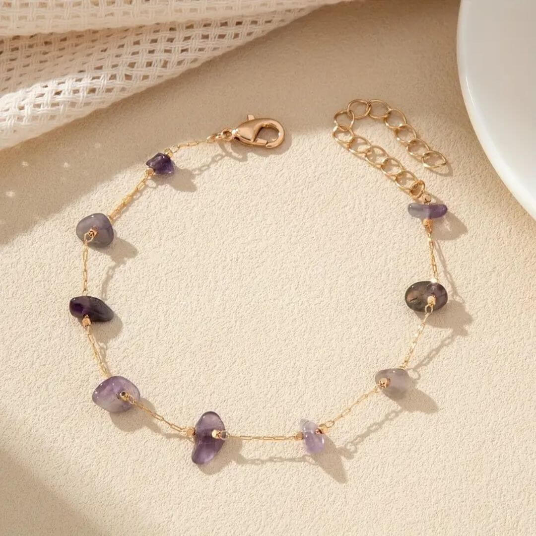 Crystal Gemstone Beaded Chain Bracelet - Diane Jewelry