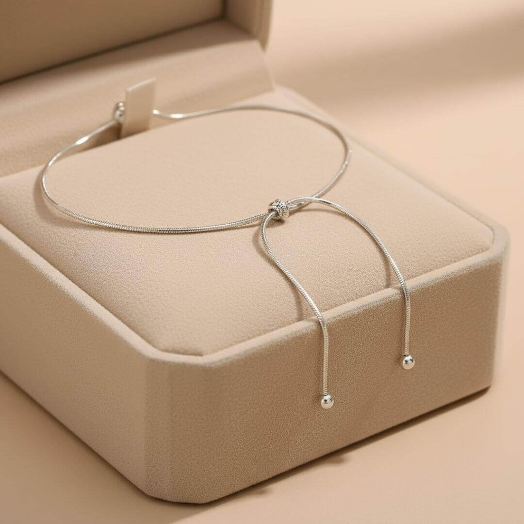 Adjustable Silver Knot Anklet Bracelet Emma & Noah Jewelry