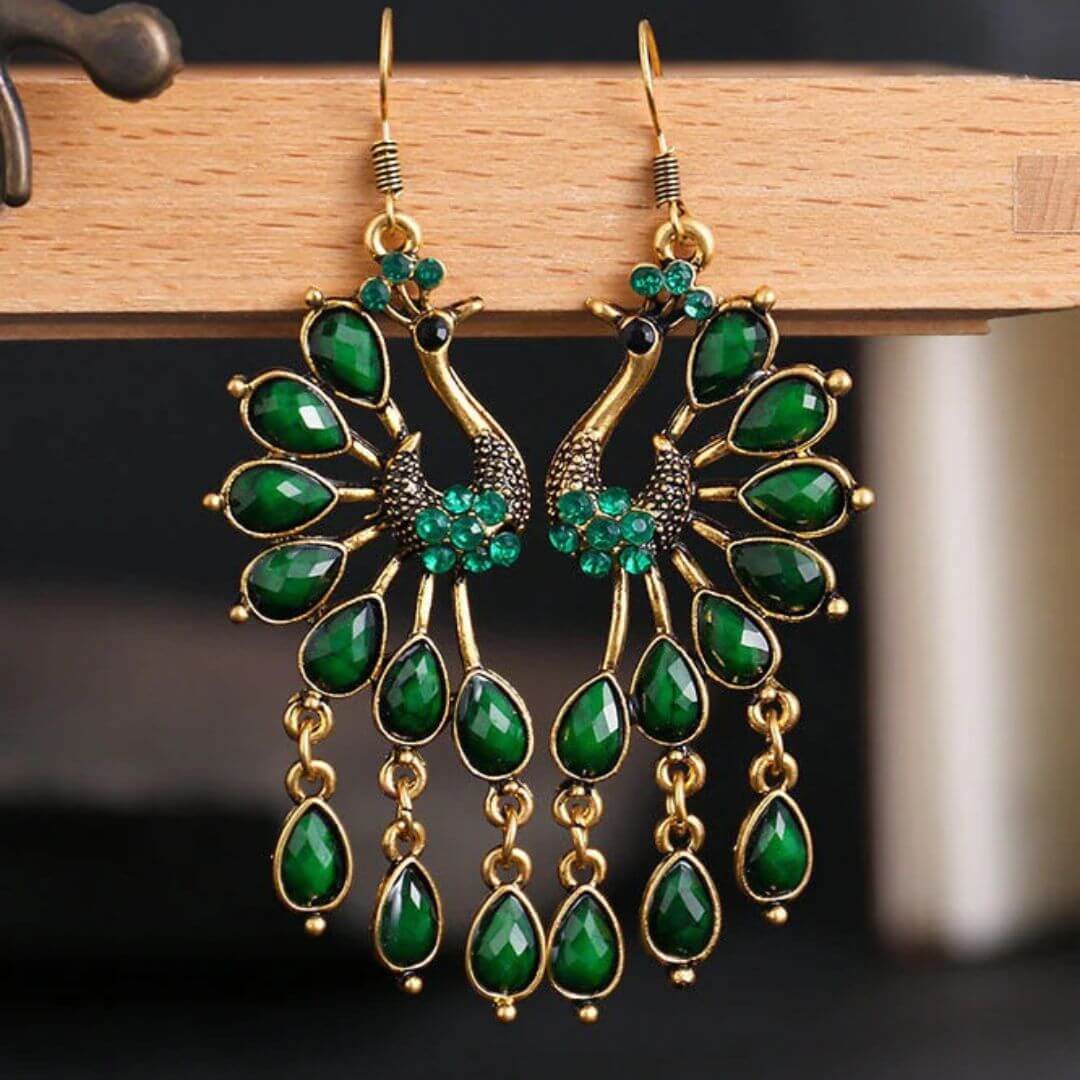 Colorful Peacock Boho Dangle Earrings - Diane Jewelry