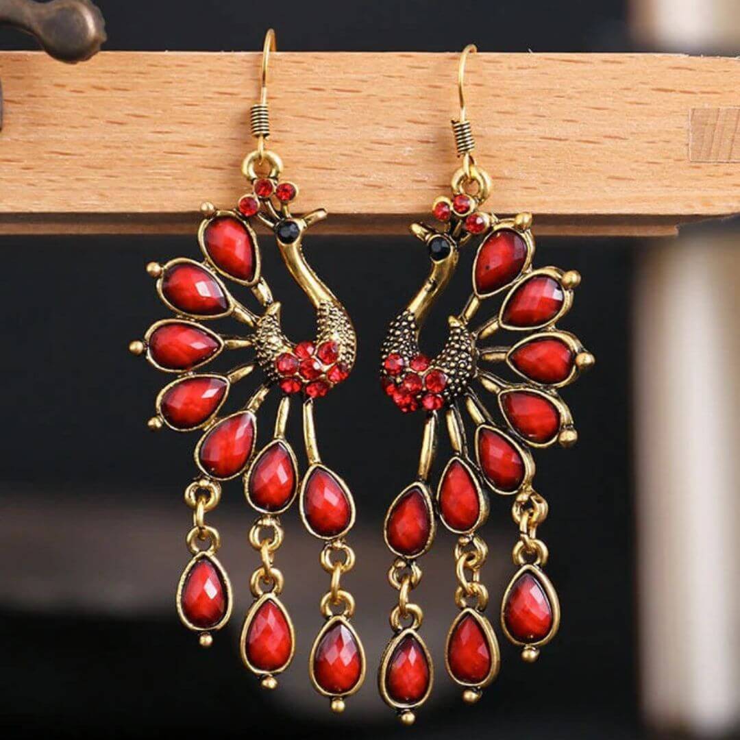 Colorful Peacock Boho Dangle Earrings - Diane Jewelry