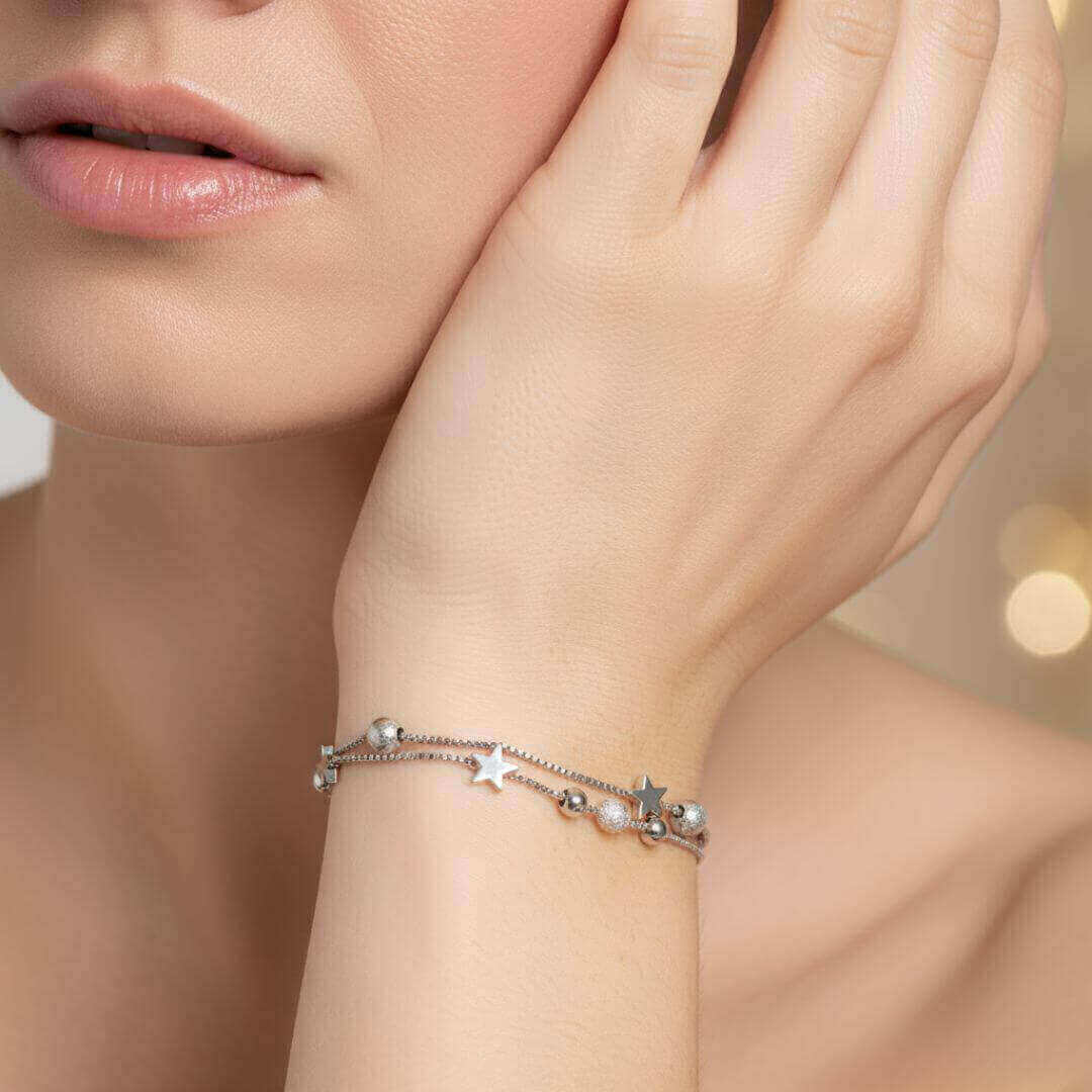 Sterling Silver Star Double Bracelet Emma & Noah Jewelry
