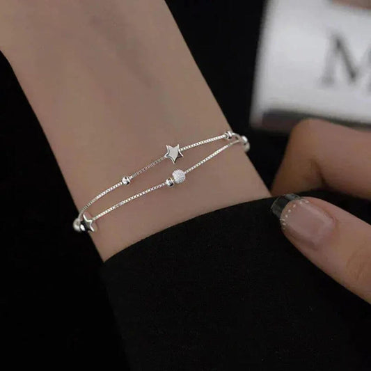 Sterling Silver Star Double Bracelet - Diane Jewelry